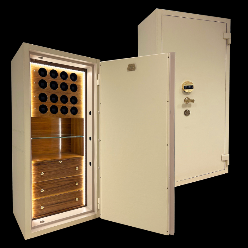 Luxury safe in malachite and brass