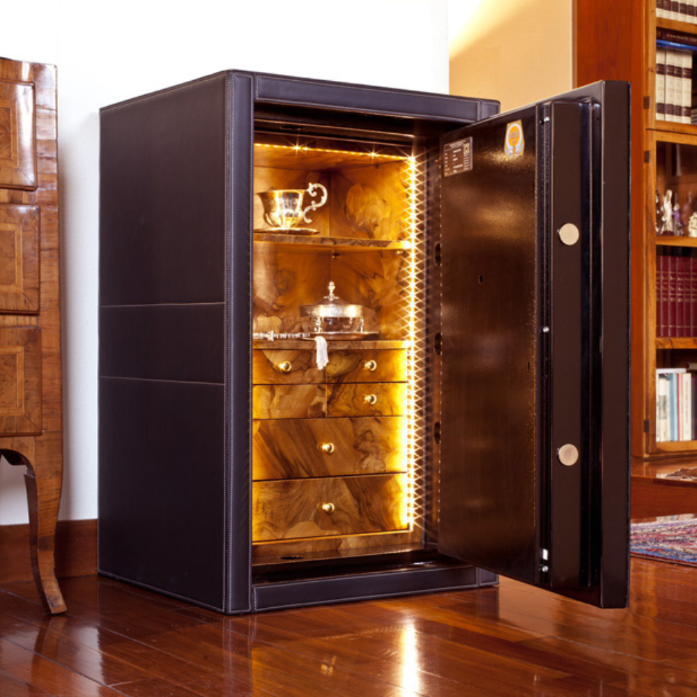 Coffre-fort de luxe en cuir et en racine de bruyère