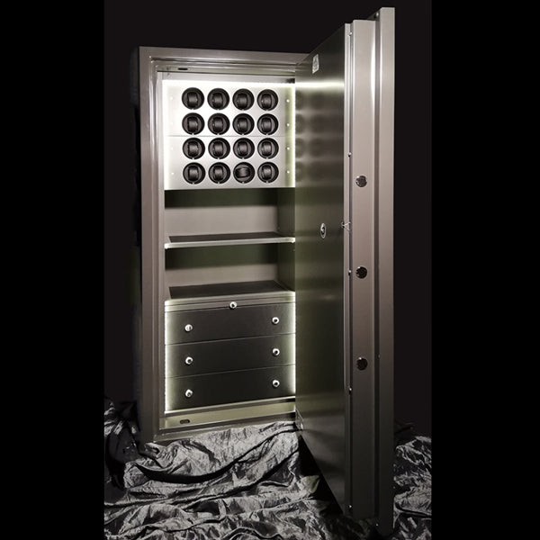 Coffre-fort de luxe en cuir avec rotors pour montres